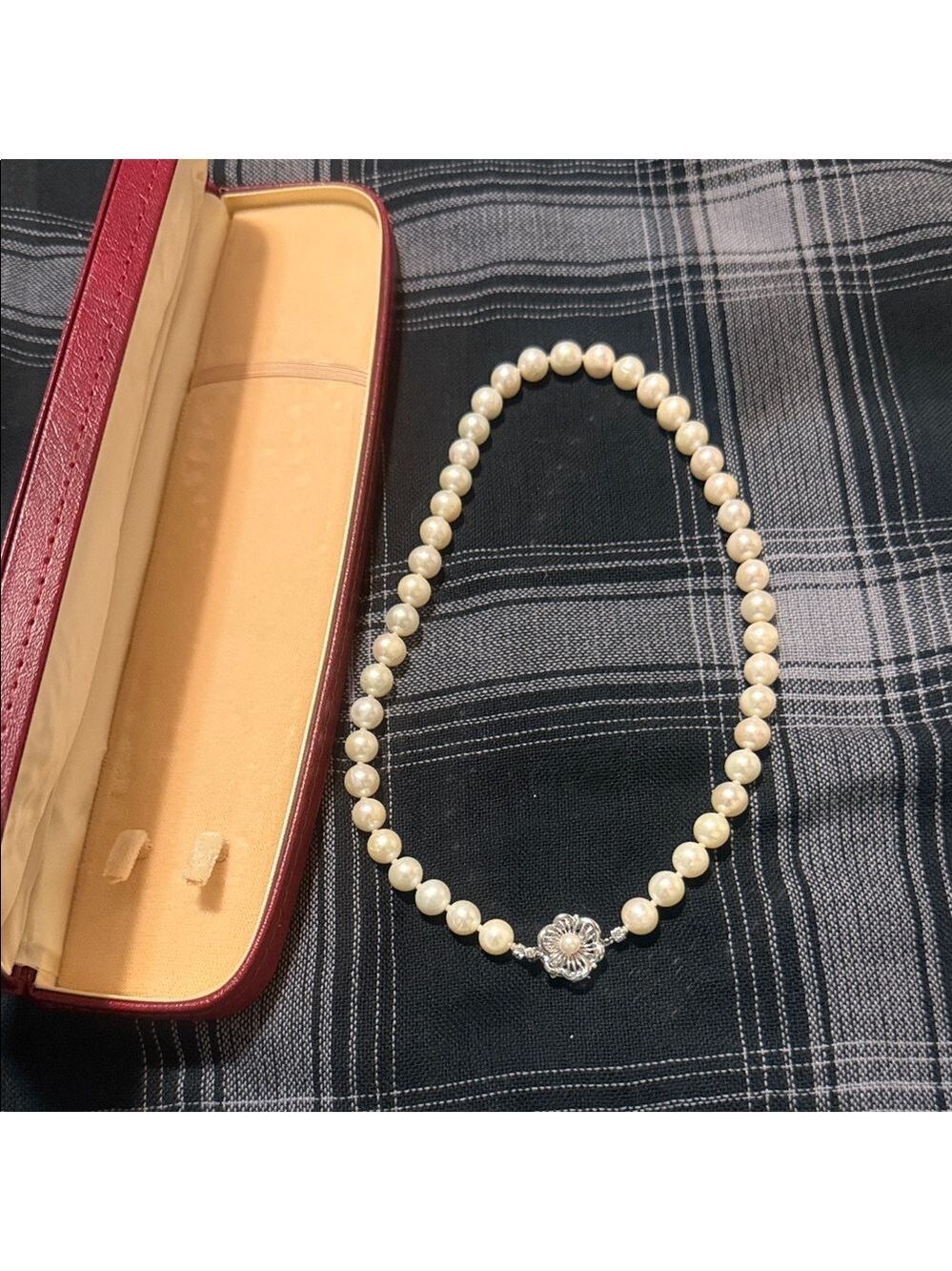 Akoya Pearl Necklace with Silver Clasp Made in Japan / Japanese Pearl